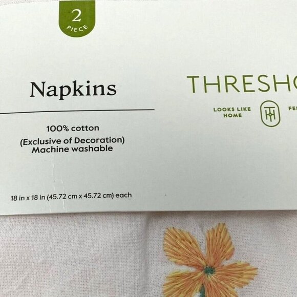 Target 2pk Flower Cloth Napkins - Threshold™ 18 " x 18 " Cotton E4 - Picture 3 of 5